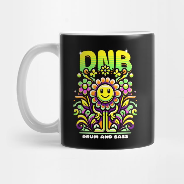 DNB - Floral Smiley Vibes (Lime/orange) by DISCOTHREADZ 